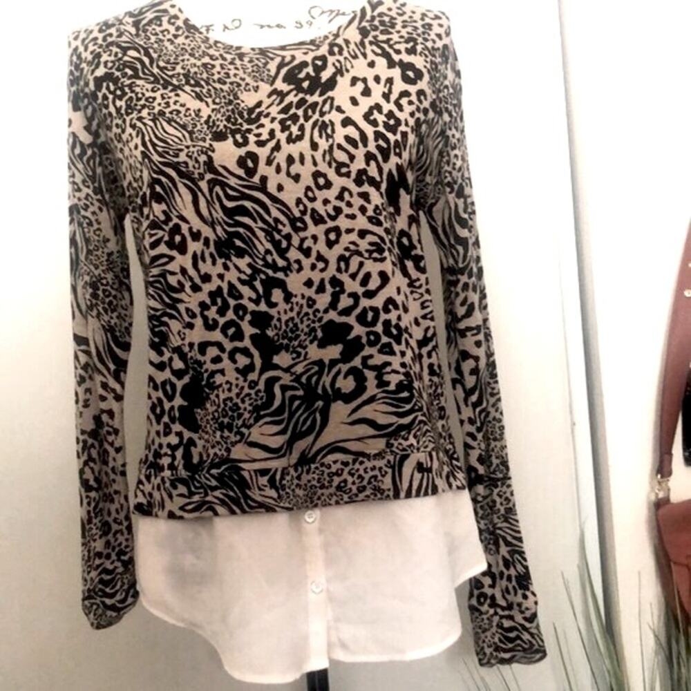 Kensie Scoop Neck Marled Mock-Layer Sweater Top Size XS - Picture 3 of 5